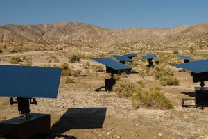 Exhibition view: Mario García Torres, _Searching for the Sky (While Maintaining Equilibrium)_, Desert X 2023, Coachella Valley (4 March–7 May 2023). Courtesy the artist and Desert X. Photo: Lance Gerber.